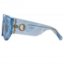 LINDA FARROW (U.K.) Debbie D-Frame Sunglasses In Blue 6 LINDA FARROW (U.K.) Debbie D-Frame Sunglasses In Blue