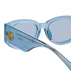 LINDA FARROW (U.K.) Debbie D-Frame Sunglasses In Blue 7 LINDA FARROW (U.K.) Debbie D-Frame Sunglasses In Blue