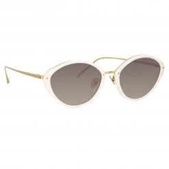 Linda Farrow Lucy Cat Eye Sunglasses In White