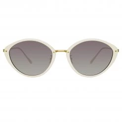 Linda Farrow Lucy Cat Eye Sunglasses In White
