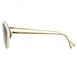 Linda Farrow Lucy Cat Eye Sunglasses In White