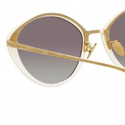 Linda Farrow Lucy Cat Eye Sunglasses In White