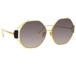 Linda Farrow Women's Marie Oversized Sunglasses In Yellow Gold And Grey