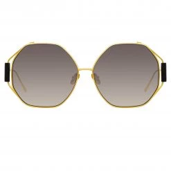 Linda Farrow Women's Marie Oversized Sunglasses In Yellow Gold And Grey
