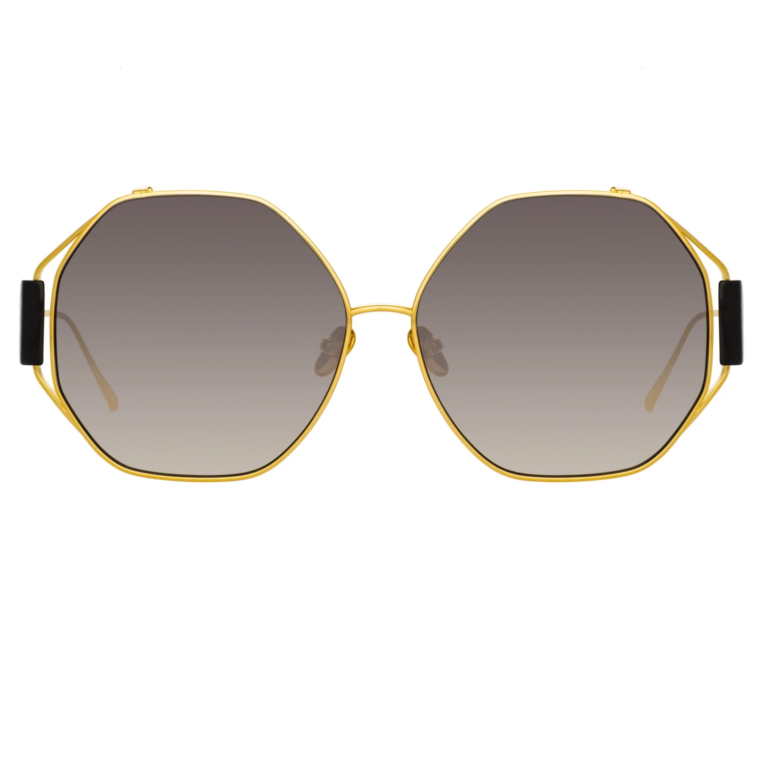 Linda Farrow Women's Marie Oversized Sunglasses In Yellow Gold And Grey 1 Linda Farrow Women's Marie Oversized Sunglasses In Yellow Gold And Grey