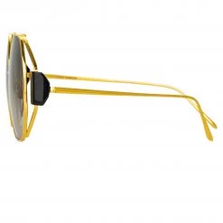 Linda Farrow Women's Marie Oversized Sunglasses In Yellow Gold And Grey 7 Linda Farrow Women's Marie Oversized Sunglasses In Yellow Gold And Grey