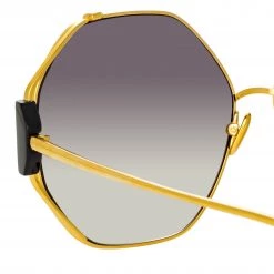 Linda Farrow Women's Marie Oversized Sunglasses In Yellow Gold And Grey 8 Linda Farrow Women's Marie Oversized Sunglasses In Yellow Gold And Grey