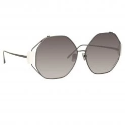 Linda Farrow Marie Oversized Sunglasses In Nickel