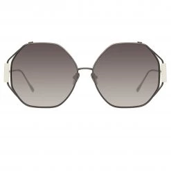 Linda Farrow Marie Oversized Sunglasses In Nickel