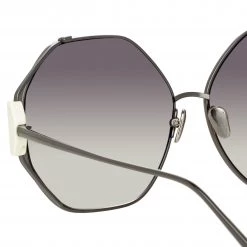 Linda Farrow Marie Oversized Sunglasses In Nickel