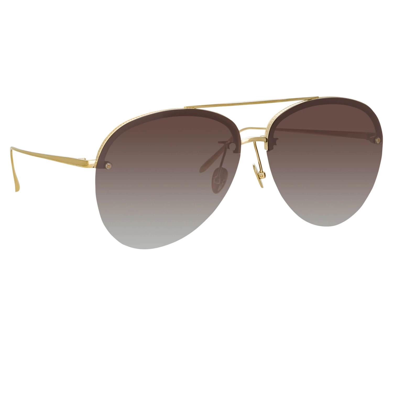 LINDA FARROW UK Dee Aviator Sunglasses In Light Gold And Grey 3 LINDA FARROW UK Dee Aviator Sunglasses In Light Gold And Grey