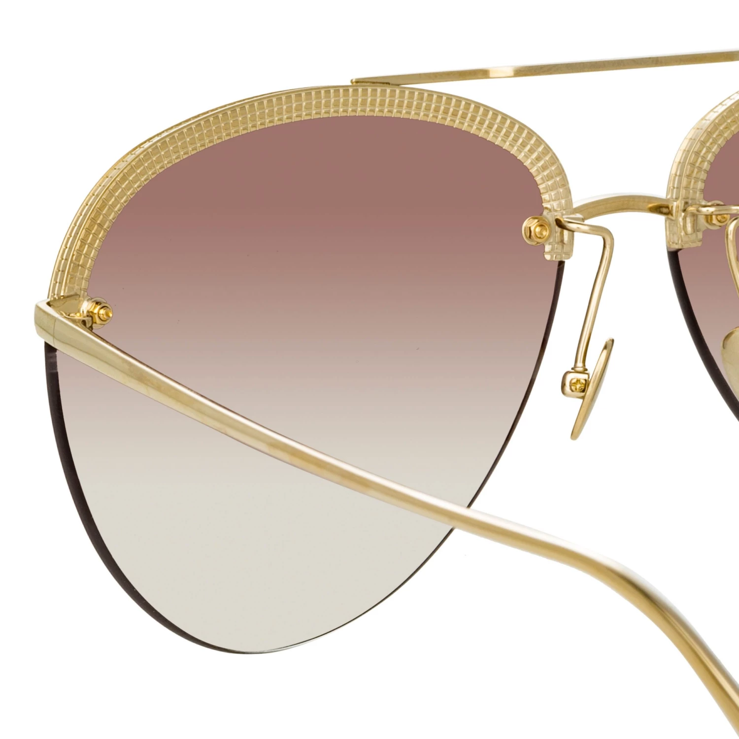 LINDA FARROW UK Dee Aviator Sunglasses In Light Gold And Grey 5 LINDA FARROW UK Dee Aviator Sunglasses In Light Gold And Grey