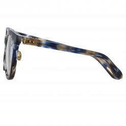 LINDA FARROW (U.K.) Burton Optical D-Frame In Blue Tortoiseshell 7 LINDA FARROW (U.K.) Burton Optical D-Frame In Blue Tortoiseshell