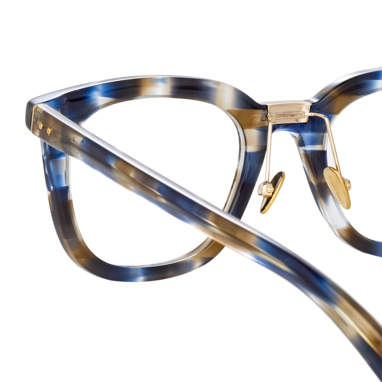 LINDA FARROW (U.K.) Burton Optical D-Frame In Blue Tortoiseshell 3 LINDA FARROW (U.K.) Burton Optical D-Frame In Blue Tortoiseshell