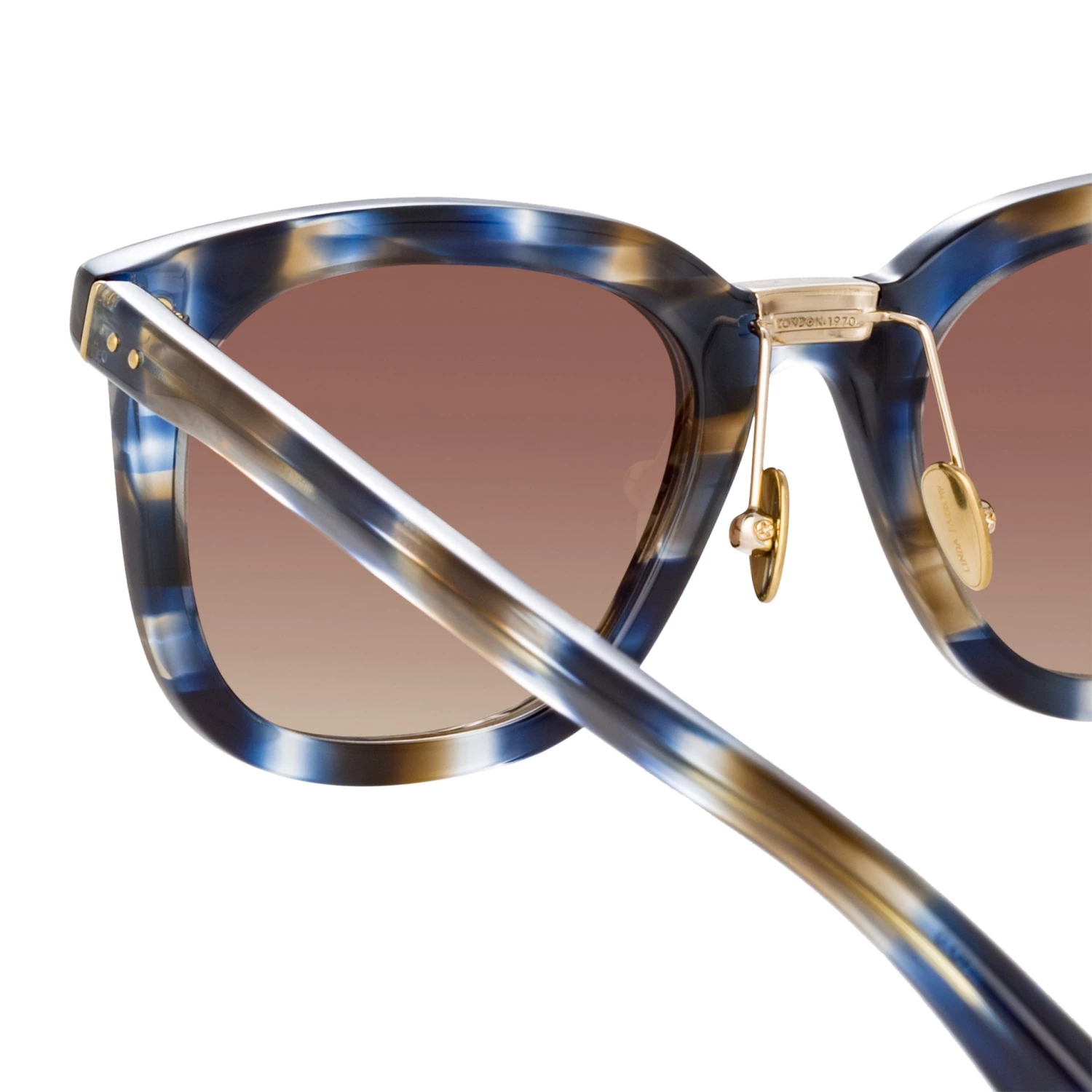 LINDA FARROW (U.K.) Burton D-Frame Sunglasses In Blue Tortoiseshell Women's 4 LINDA FARROW (U.K.) Burton D-Frame Sunglasses In Blue Tortoiseshell Women's