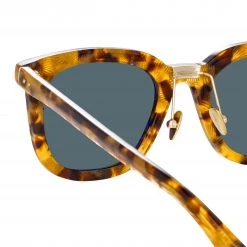 LINDA FARROW (U.K.) Women's Burton D-Frame Sunglasses In Tobacco Tortoiseshell