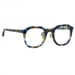 LINDA FARROW (U.K.) Fletcher Optical Angular Frame In Blue Tortoiseshell The LINDA FARROW Spring/Summer '22 Collection