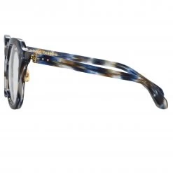 LINDA FARROW (U.K.) Fletcher Optical Angular Frame In Blue Tortoiseshell The LINDA FARROW Spring/Summer '22 Collection