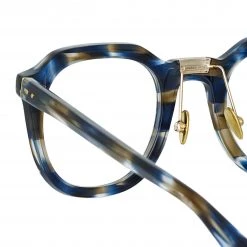 LINDA FARROW (U.K.) Fletcher Optical Angular Frame In Blue Tortoiseshell The LINDA FARROW Spring/Summer '22 Collection