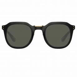 LINDA FARROW (U.K.) Fletcher Angular Sunglasses In Black Women's