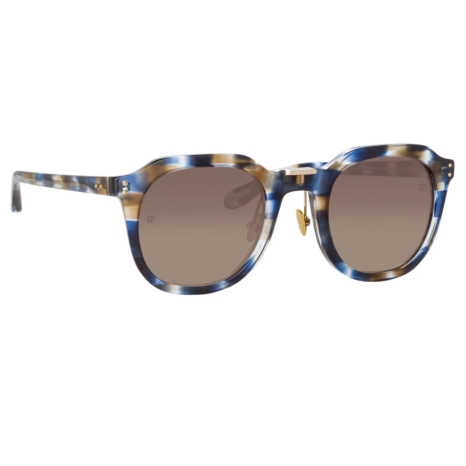 LINDA FARROW (U.K.) Fletcher Angular Sunglasses In Blue Tortoiseshell 2 LINDA FARROW (U.K.) Fletcher Angular Sunglasses In Blue Tortoiseshell