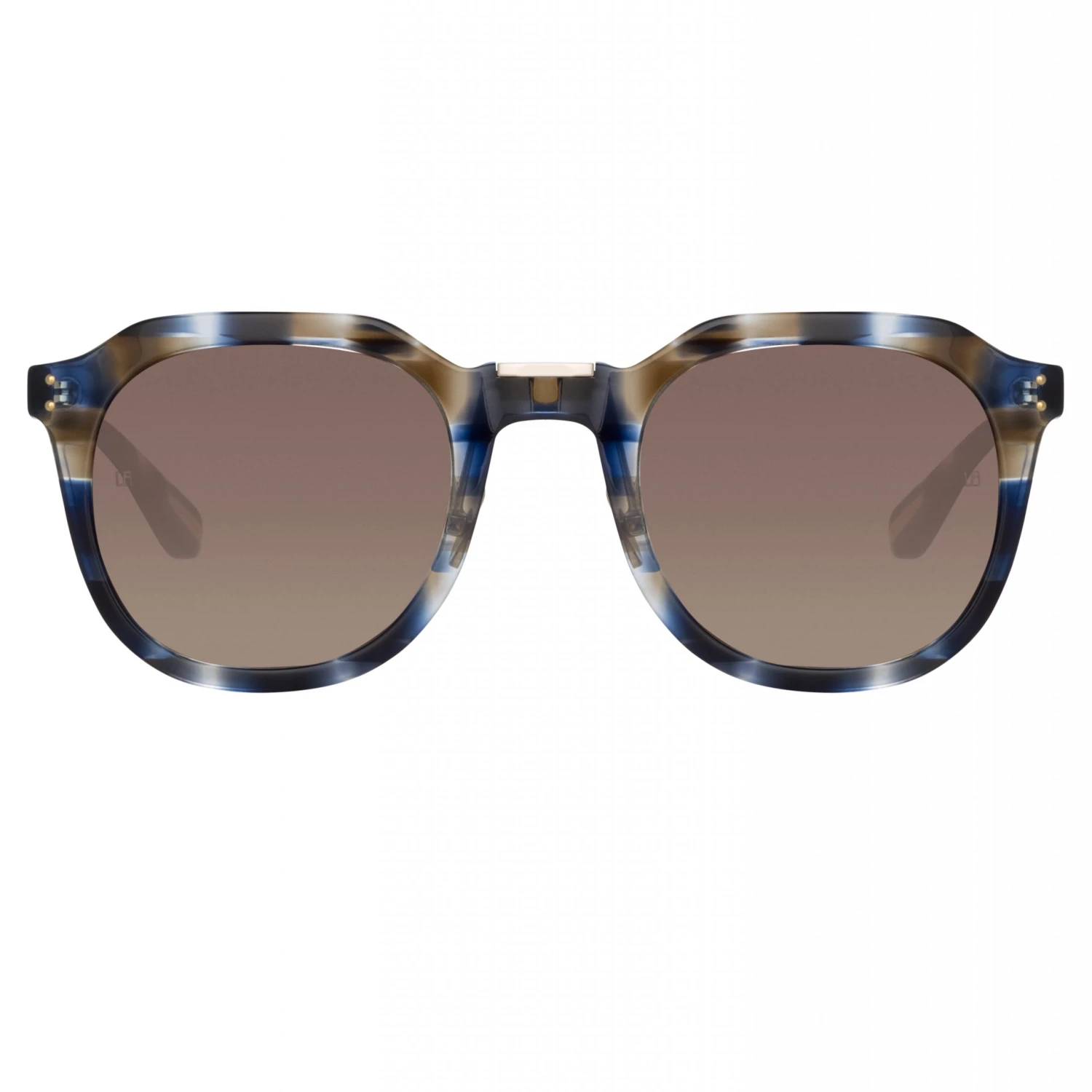 LINDA FARROW (U.K.) Fletcher Angular Sunglasses In Blue Tortoiseshell 1 LINDA FARROW (U.K.) Fletcher Angular Sunglasses In Blue Tortoiseshell