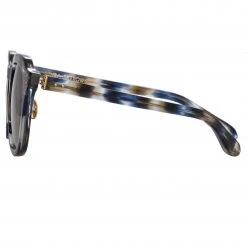 LINDA FARROW (U.K.) Fletcher Angular Sunglasses In Blue Tortoiseshell 6 LINDA FARROW (U.K.) Fletcher Angular Sunglasses In Blue Tortoiseshell