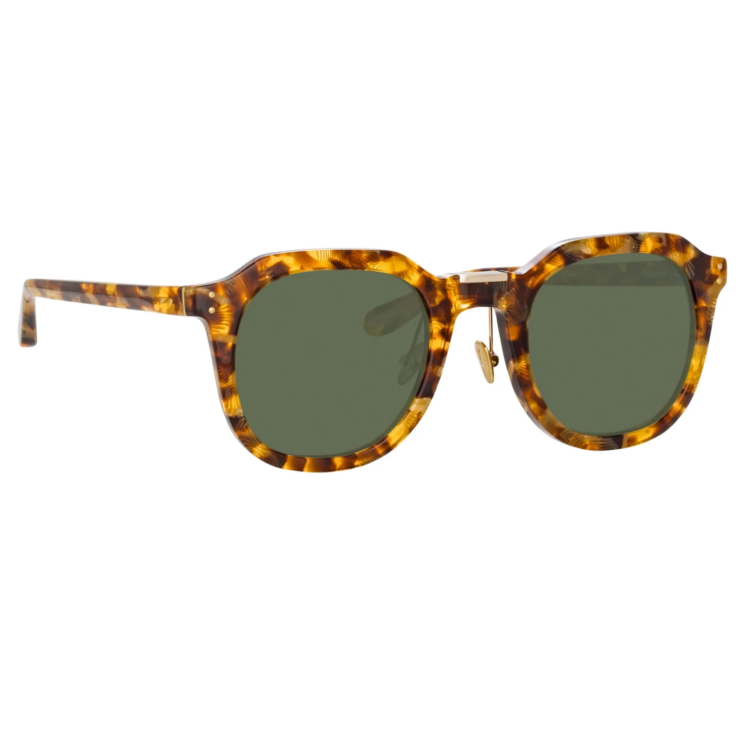 LINDA FARROW (U.K.) Fletcher Angular Sunglasses In Tobacco Tortoiseshell And Green Women's 2 LINDA FARROW (U.K.) Fletcher Angular Sunglasses In Tobacco Tortoiseshell And Green Women's