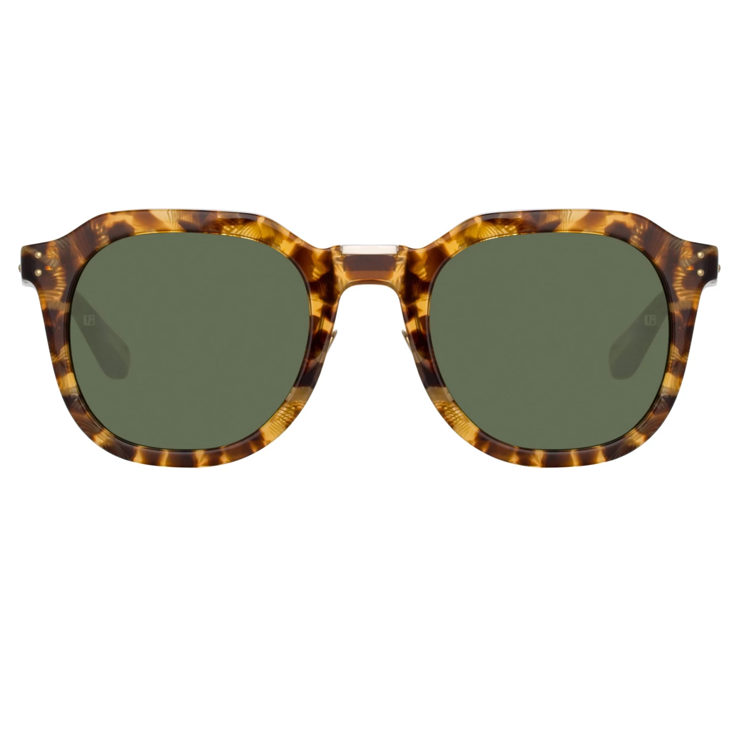 LINDA FARROW (U.K.) Fletcher Angular Sunglasses In Tobacco Tortoiseshell And Green Women's 1 LINDA FARROW (U.K.) Fletcher Angular Sunglasses In Tobacco Tortoiseshell And Green Women's