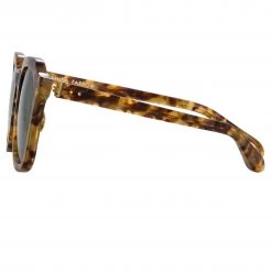 LINDA FARROW (U.K.) Fletcher Angular Sunglasses In Tobacco Tortoiseshell And Green Women's 6 LINDA FARROW (U.K.) Fletcher Angular Sunglasses In Tobacco Tortoiseshell And Green Women's