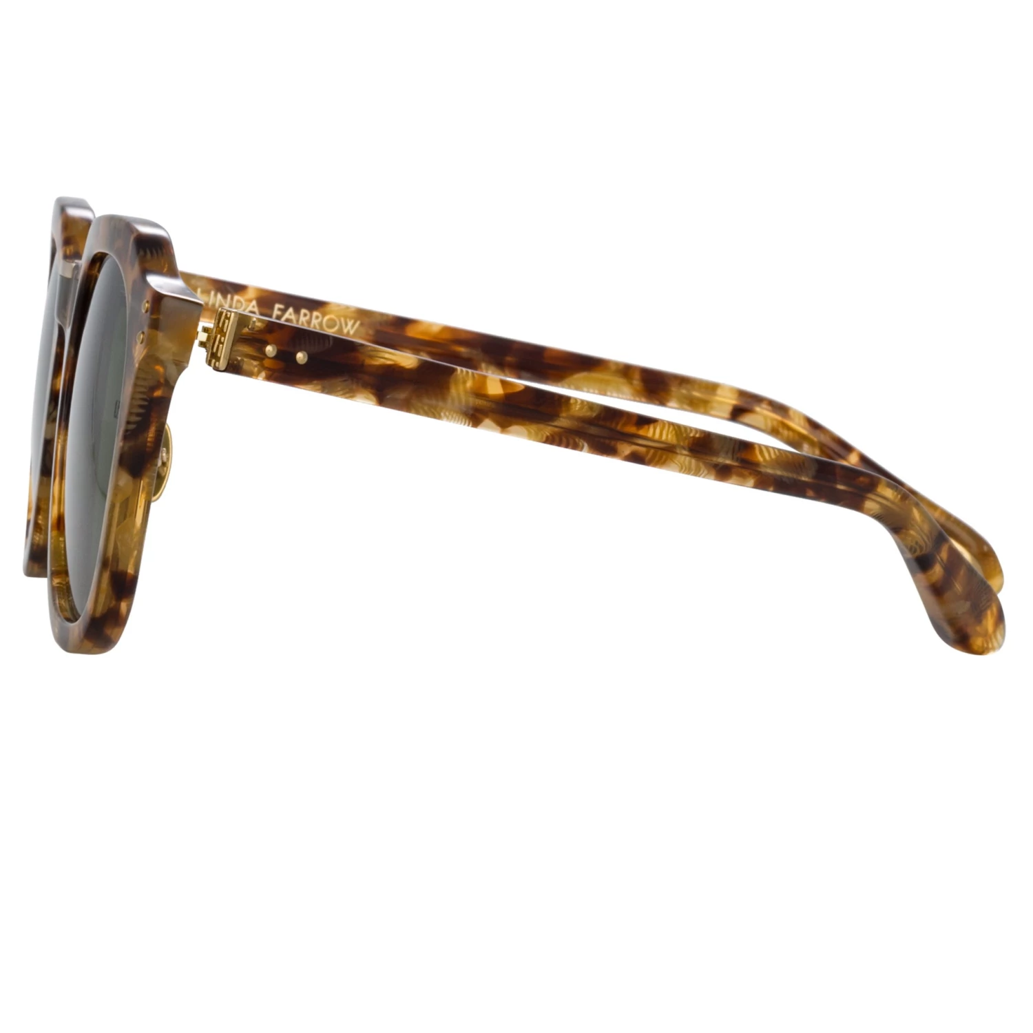 LINDA FARROW (U.K.) Fletcher Angular Sunglasses In Tobacco Tortoiseshell And Green Women's 3 LINDA FARROW (U.K.) Fletcher Angular Sunglasses In Tobacco Tortoiseshell And Green Women's