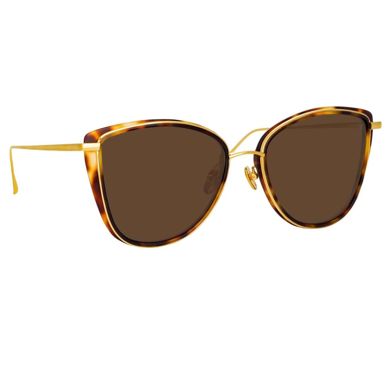 LINDA FARROW UK Women's Liza Cat Eye Sunglasses In Tortoiseshell And Yellow Gold 2 LINDA FARROW UK Women's Liza Cat Eye Sunglasses In Tortoiseshell And Yellow Gold