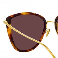LINDA FARROW UK Women's Liza Cat Eye Sunglasses In Tortoiseshell And Yellow Gold 7 LINDA FARROW UK Women's Liza Cat Eye Sunglasses In Tortoiseshell And Yellow Gold
