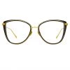 LINDA FARROW UK Liza Cat Eye Optical Frame In Black And Yellow Gold