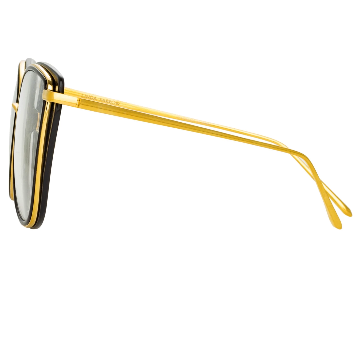 LINDA FARROW UK Liza Cat Eye Optical Frame In Black And Yellow Gold 3 LINDA FARROW UK Liza Cat Eye Optical Frame In Black And Yellow Gold