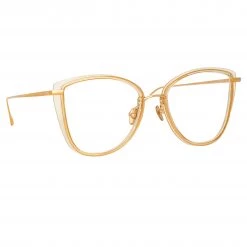 LINDA FARROW UK Liza Cat Eye Optical Frame In Ash And Rose Gold 6 LINDA FARROW UK Liza Cat Eye Optical Frame In Ash And Rose Gold