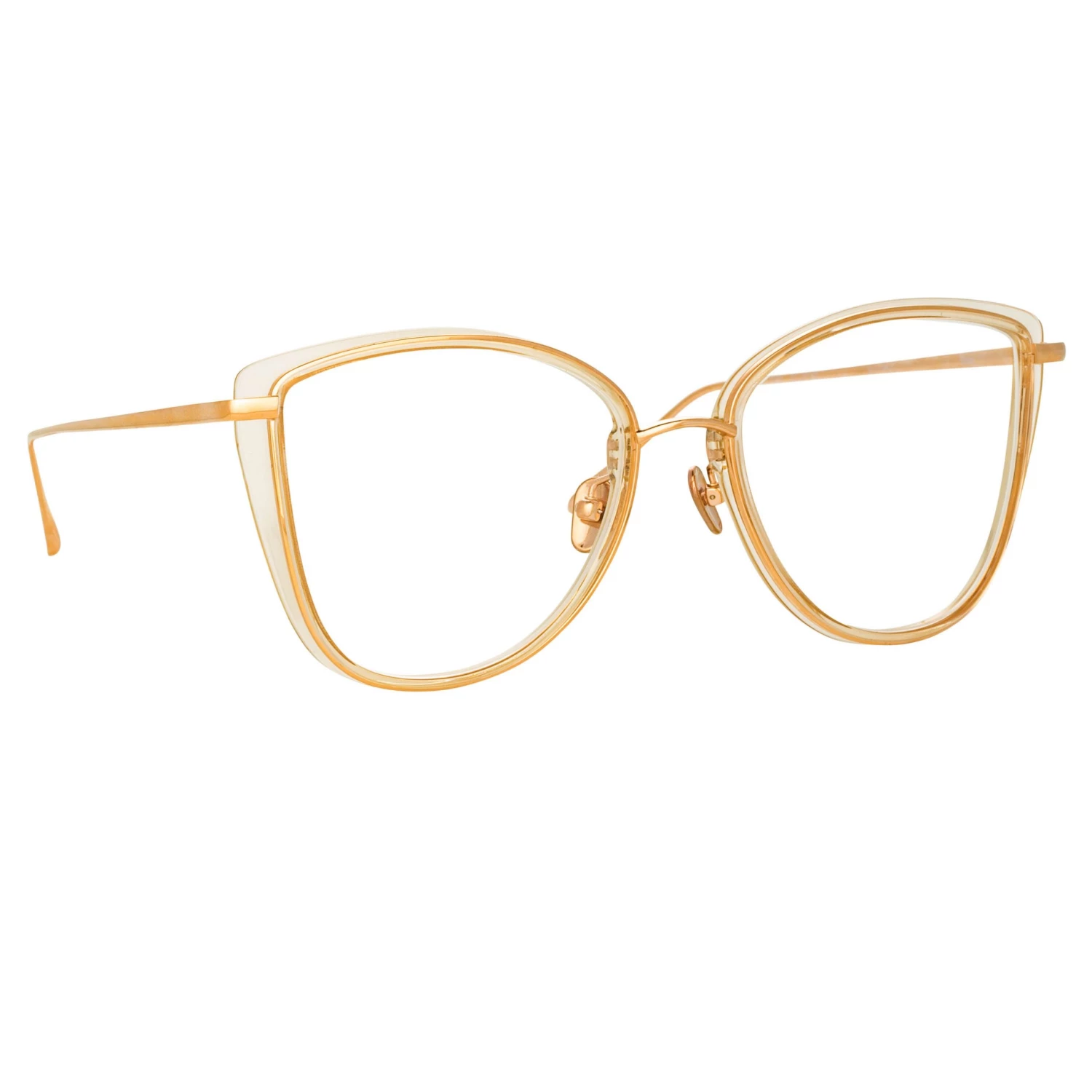 LINDA FARROW UK Liza Cat Eye Optical Frame In Ash And Rose Gold 3 LINDA FARROW UK Liza Cat Eye Optical Frame In Ash And Rose Gold