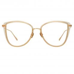 LINDA FARROW UK Liza Cat Eye Optical Frame In Ash And Rose Gold