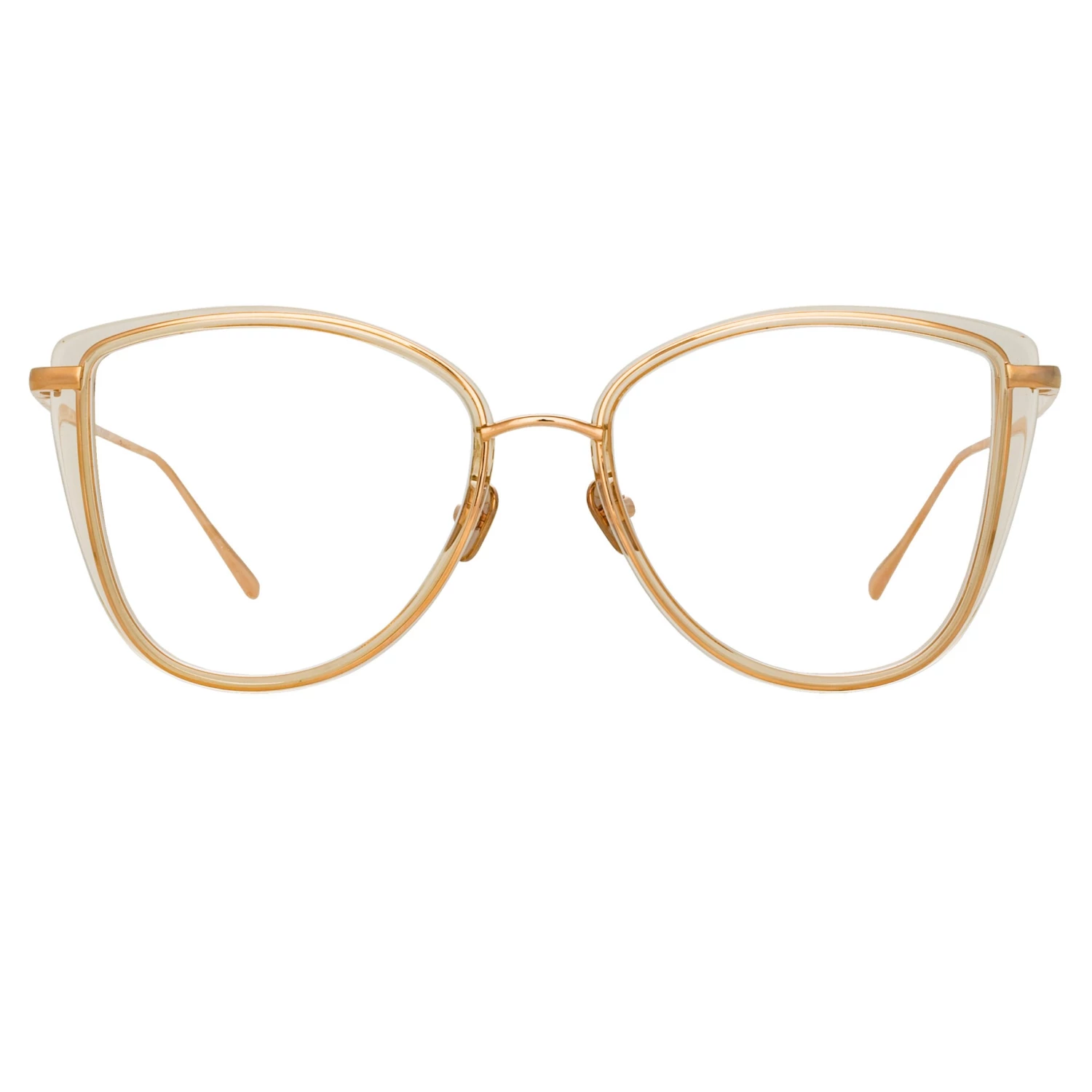 LINDA FARROW UK Liza Cat Eye Optical Frame In Ash And Rose Gold 1 LINDA FARROW UK Liza Cat Eye Optical Frame In Ash And Rose Gold
