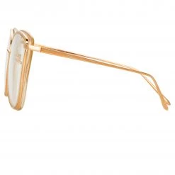 LINDA FARROW UK Liza Cat Eye Optical Frame In Ash And Rose Gold 7 LINDA FARROW UK Liza Cat Eye Optical Frame In Ash And Rose Gold