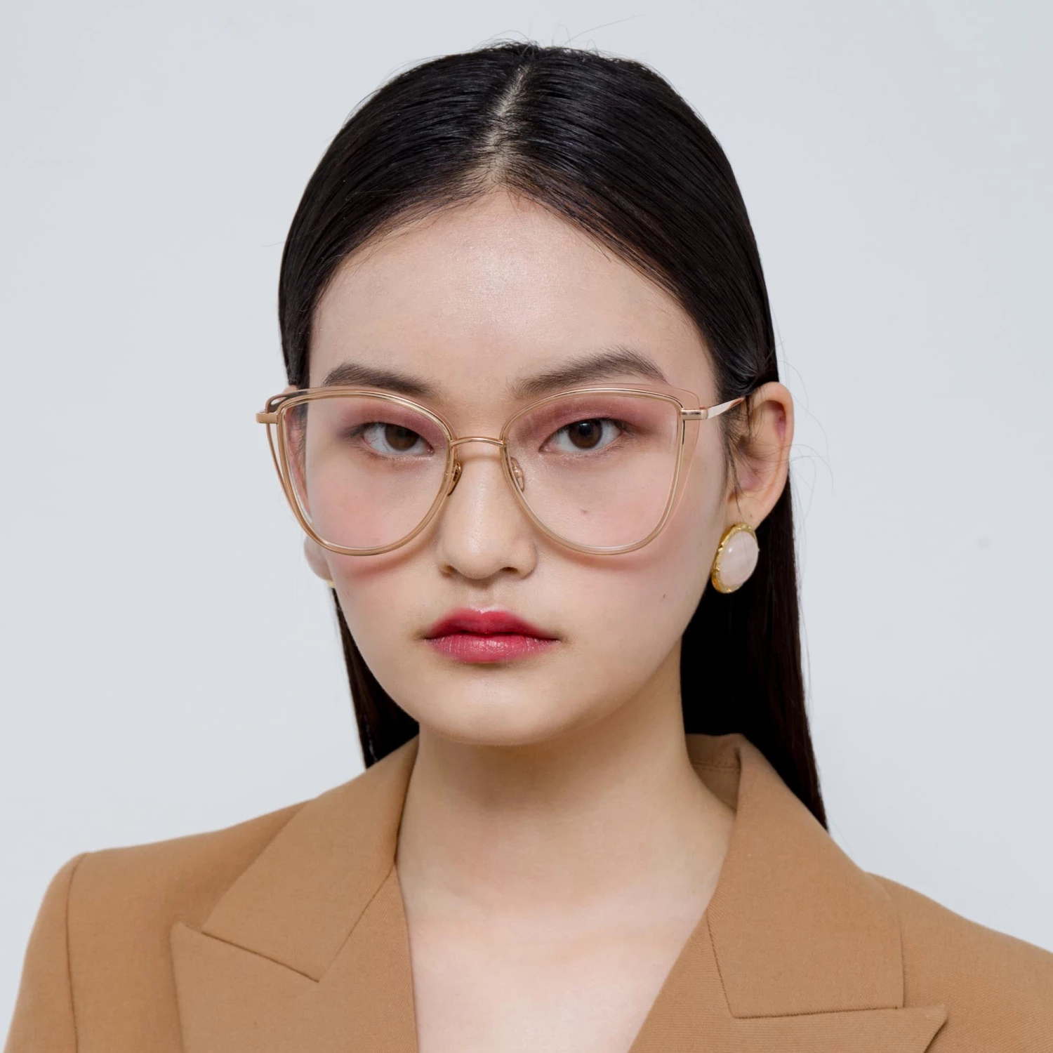 LINDA FARROW UK Liza Cat Eye Optical Frame In Ash And Rose Gold 2 LINDA FARROW UK Liza Cat Eye Optical Frame In Ash And Rose Gold
