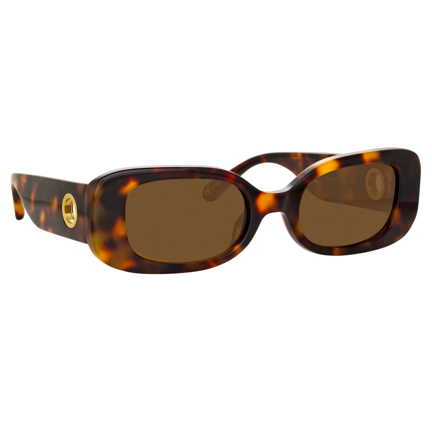 LINDA FARROW UK Women's Lola Rectangular Sunglasses In Tortoiseshell 3 LINDA FARROW UK Women's Lola Rectangular Sunglasses In Tortoiseshell