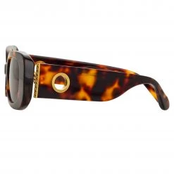 LINDA FARROW UK Women's Lola Rectangular Sunglasses In Tortoiseshell 8 LINDA FARROW UK Women's Lola Rectangular Sunglasses In Tortoiseshell