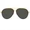 LINDA FARROW (U.K.) Abel Aviator Sunglasses In Black And Yellow Gold Women's