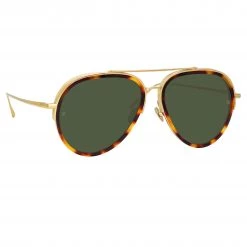 LINDA FARROW (U.K.) Abel Aviator Sunglasses In Tortoiseshell 7 LINDA FARROW (U.K.) Abel Aviator Sunglasses In Tortoiseshell