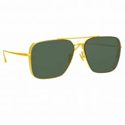 LINDA FARROW (U.K.) The Asher | Asher Aviator Sunglasses In Yellow Gold Frame (C1) 7 LINDA FARROW (U.K.) The Asher | Asher Aviator Sunglasses In Yellow Gold Frame (C1)