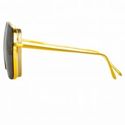 LINDA FARROW (U.K.) The Asher | Asher Aviator Sunglasses In Yellow Gold Frame (C1) 9 LINDA FARROW (U.K.) The Asher | Asher Aviator Sunglasses In Yellow Gold Frame (C1)