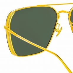 LINDA FARROW (U.K.) The Asher | Asher Aviator Sunglasses In Yellow Gold Frame (C1) 8 LINDA FARROW (U.K.) The Asher | Asher Aviator Sunglasses In Yellow Gold Frame (C1)