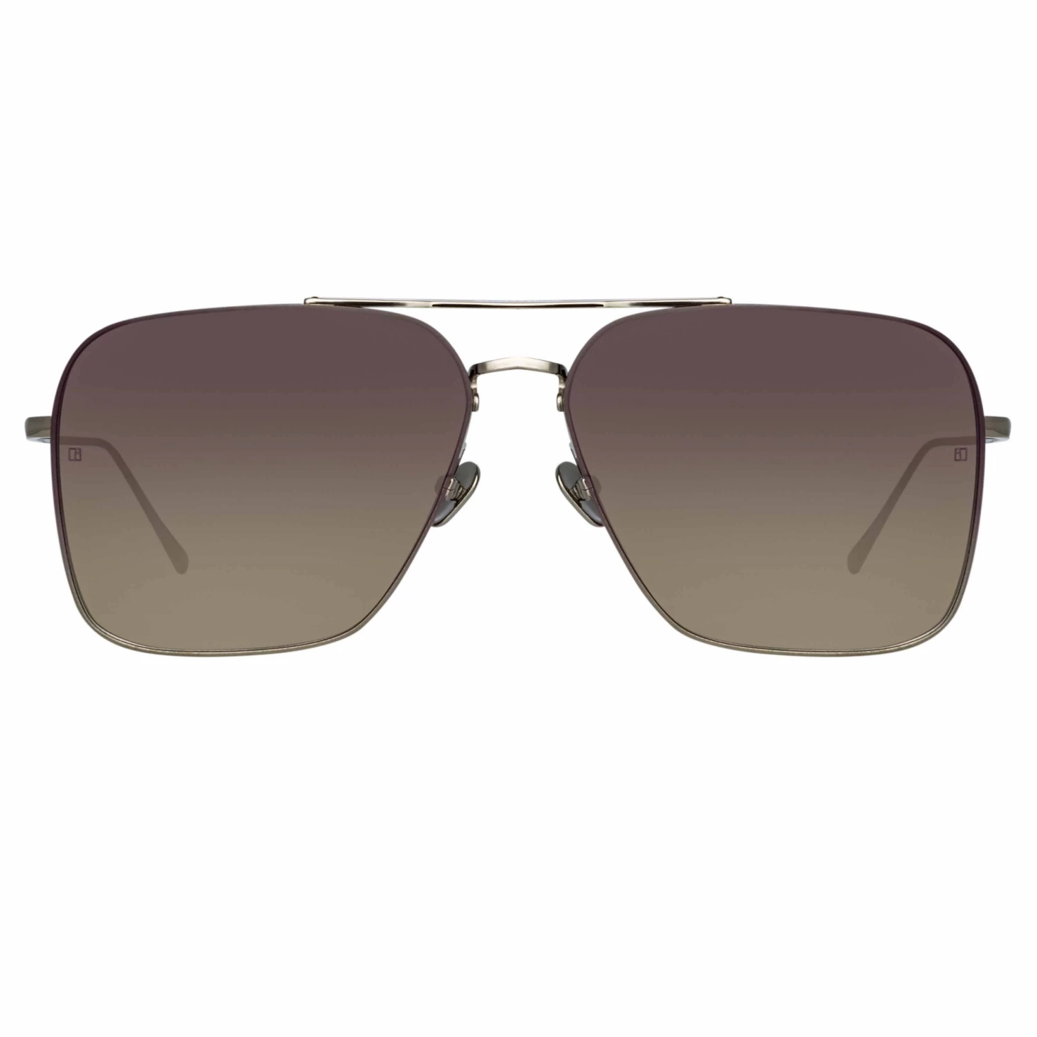 LINDA FARROW (U.K.) Women's The Asher | Aviator Sunglasses In White Gold Frame (C2) 1 LINDA FARROW (U.K.) Women's The Asher | Aviator Sunglasses In White Gold Frame (C2)