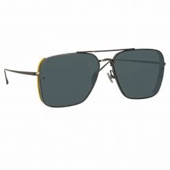 LINDA FARROW (U.K.) Asher Aviator Sunglasses In Nickel 7 LINDA FARROW (U.K.) Asher Aviator Sunglasses In Nickel